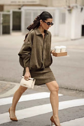 blouson aviateur zippé à manches chauve-souris