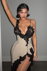 Robe de soirée mini sexy dos nu à décolleté plongeant en V