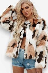 veste en fausse fourrure multicolore
