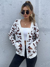 Pull en maille à col en V imprimé léopard
