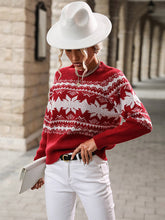 Pull de Noël rouge à col rond