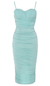 Robe corset à bretelles affinant la taille, couleur vert menthe