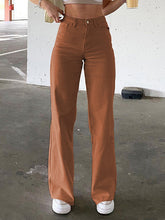 Pantalon droit décontracté de couleur unie
