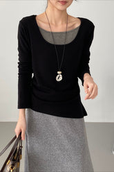 Sous-vêtement technique chic en polaire, effet deux pièces, ourlet fendu, coupe slim