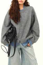 Cardigan deux pièces uni style rétro américain