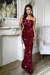 Robe de soirée longue bustier à nœud