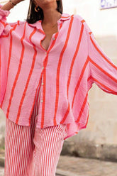 Chemisier cardigan rayé à manches longues