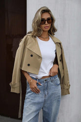 Veste courte décontractée à double boutonnage chic