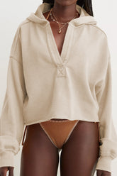 Sweat à capuche tendance à col en V ample