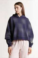 Sweat à capuche court vintage délavé