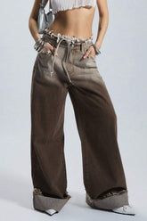 Jean droit ample taille basse en polaire dégradée