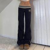 Pantalon bootcut à rayures patchwork