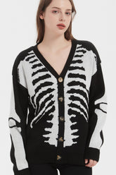 Cardigan ample et polyvalent à motif crâne d'Halloween, idéal pour le printemps et l'automne