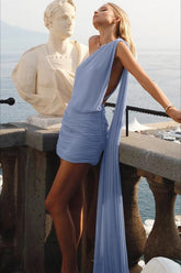 Sexy One Shoulder Sash Ruffled Bandage Party Dress
