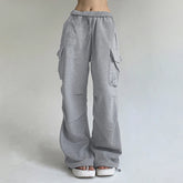 Pantalon cargo à cordon de serrage uni