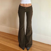 Pantalon bootcut en velours côtelé taille basse