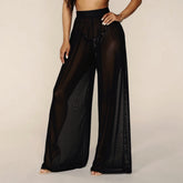 Pantalon de plage large en maille transparente