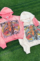 Rhinestone Graphic Zip Up Hoodie