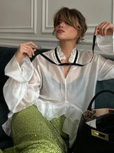 Chemisier blanc sexy ample à volants