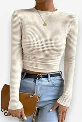 Haut plissé à manches longues polyvalent