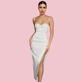 Robe moulante maxi fendue sans manches à bretelles HI1291