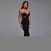 Robe longue à bretelles sans manches, à chaîne et strass HL8914