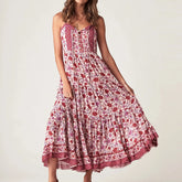 Robe longue bohème sans bretelles en rayonne à fleurs