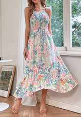Robe dos nu à imprimé floral multicolore