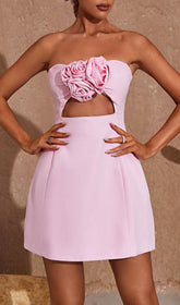 Robe mini bustier à découpes
