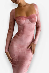 robe moulante sexy à manches longues