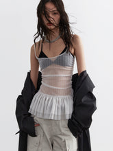 Corset plissé transparent Jnylon Studio - Bustier froncé en maille blanche pour femme avec jupe en tulle