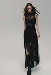 Robe maxi élégante à empiècements en résille