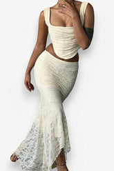 robe deux pièces en dentelle à jupe sirène