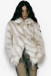 manteau rétro en imitation fourrure de renard