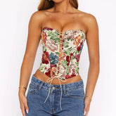 Soutien-gorge sans manches imprimé à chevrons