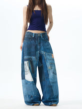 Jean en denim patchwork à jambes larges