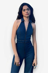 combinaison en jean slim style rétro