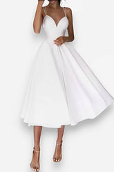 Robe midi trapèze à bretelles