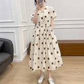 Robe trapèze simple à pois amincissante