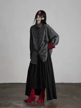 Chemise noire à rayures color-block et poignets oversize