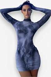 robe imprimée cintrée à col rond et hanches