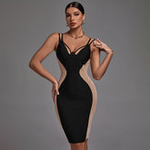 Robe midi bandage en résille sans manches à bretelles