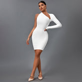 Robe bandage mini asymétrique à une manche et dos nu