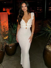 Robe maxi en maille transparente à taille haute