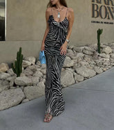 Robe maxi imprimée à volants style streetwear