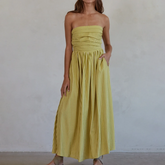 Robe midi bustier fluide à rayures
