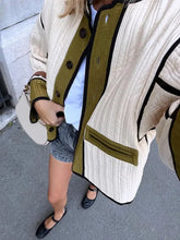 Manteau décontracté matelassé en coton contrasté