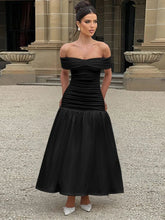 Robe longue trapèze asymétrique froncée