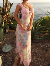 Robe maxi débardeur à découpes en dentelle florale