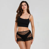 Mini-jupe sexy en dentelle transparente et élastique